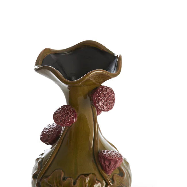 Light en Living Vaas ODALI keramiek groen+donker roze Ø15.5x26 cm
